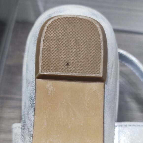 LONDON FOG Macey Demi-Wedge Dress Sandals size 8.5 silver with rhinestones - Picture 13 of 13